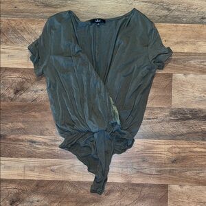 Lulu's Deep Olive Wrap Bodysuit size M super soft